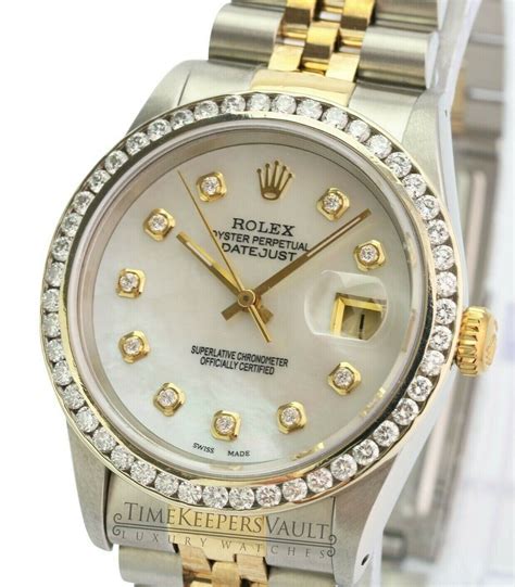 rolex datejust mop diamond white dial|rolex datejust 36 with diamonds.